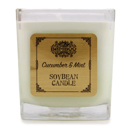 Soy Wax Jar Candle, Cucumber and Mint, showing the distinctive design – soy wax candle product image 2