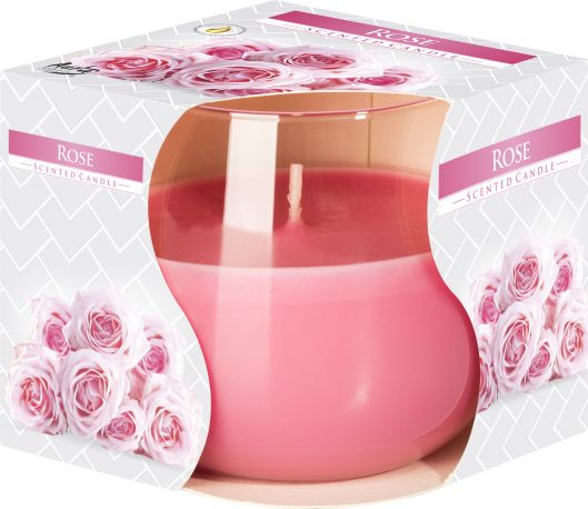Scented Glass Jar Candle, Rose, showing the distinctive design – scented candle product image 1