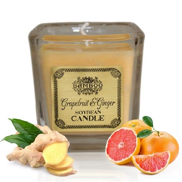 Soy Wax Jar Candle, Grapefruit and Ginger, showing the distinctive design – soy wax candle product image 16