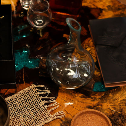 Molten Glass Mini Decanter on Wood 20cm, showing the distinctive design – molten glass home decor product image 9