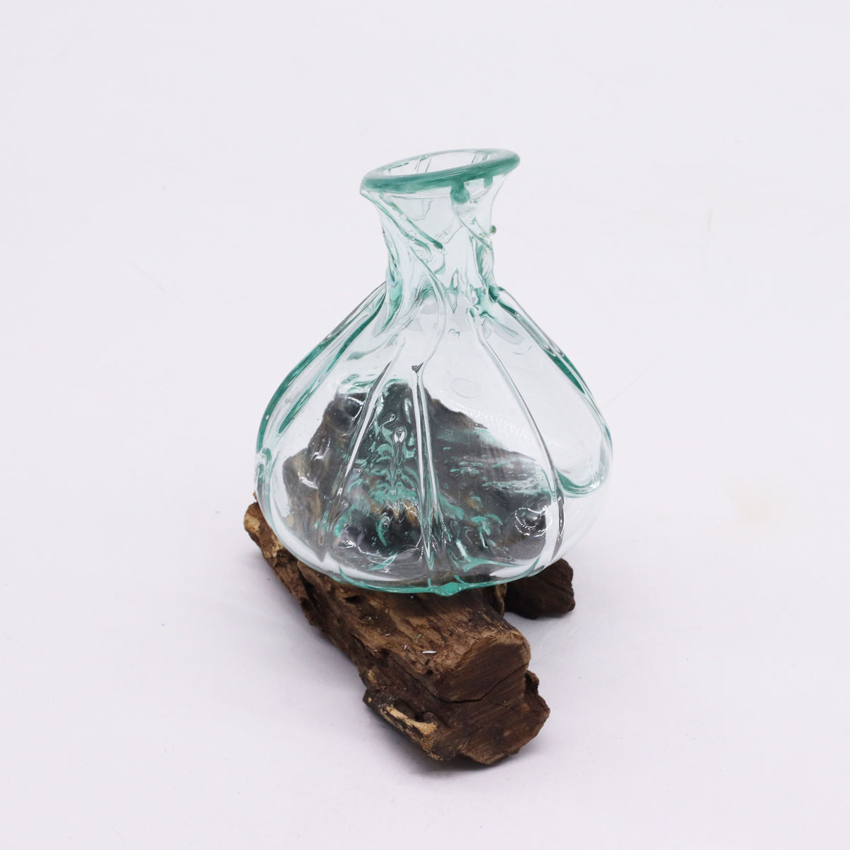 Molten Glass Fancy Mini Decanter on Wood 24cm, showing the distinctive design – molten glass home decor product image 7