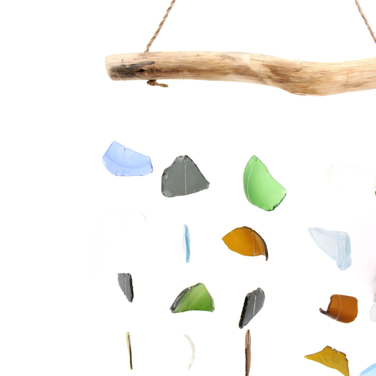 Five-String Recycled Glass Wind Chime, Multicolour Garden Decor, showing the distinctive design – recycled glass wind chime product image 2
