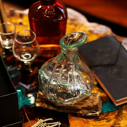 Molten Glass Fancy Mini Decanter on Wood 24cm, showing the distinctive design – molten glass home decor product image 8