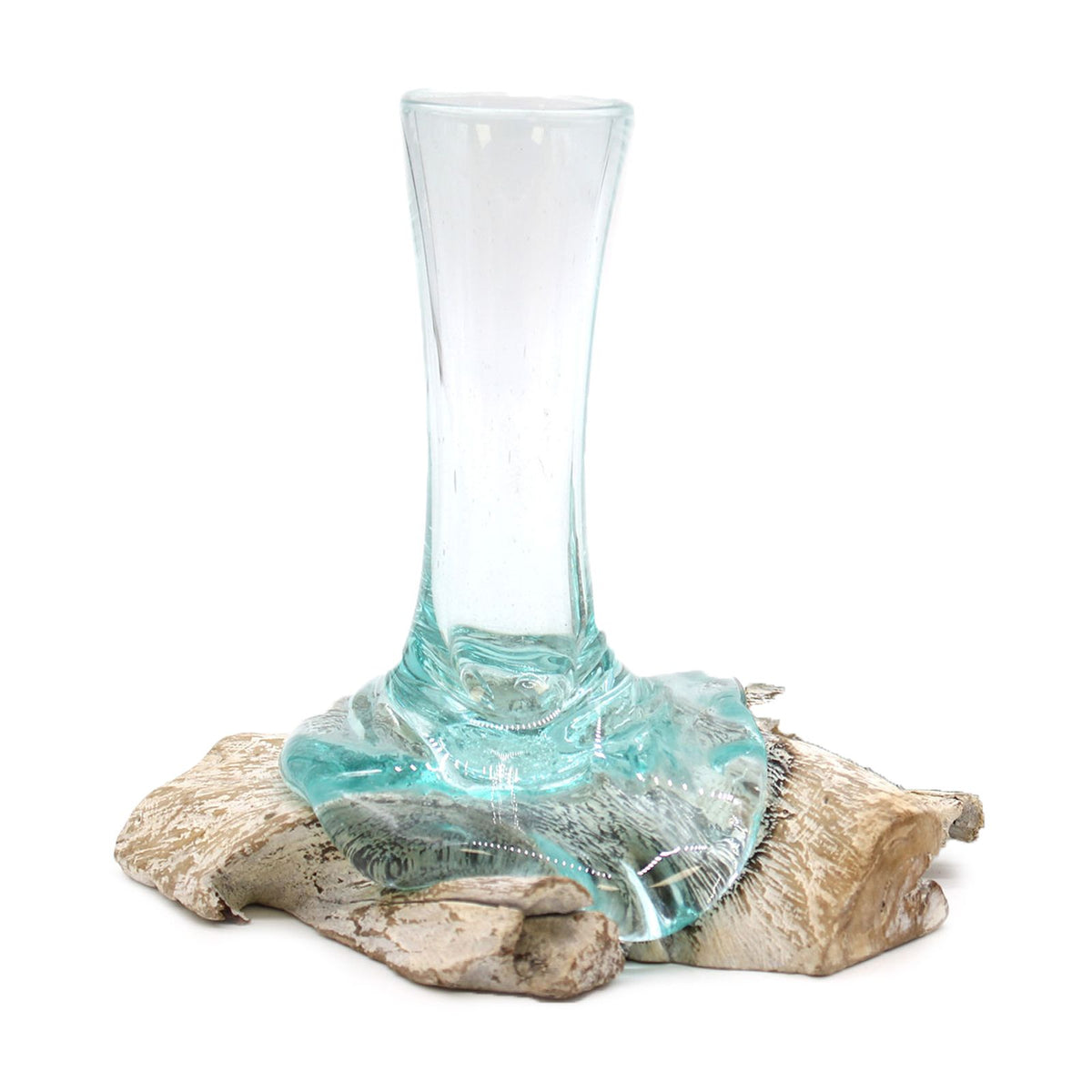 Small Molten Glass Vase on Whitewashed Wood product image 3, showing the distinctive design and materials