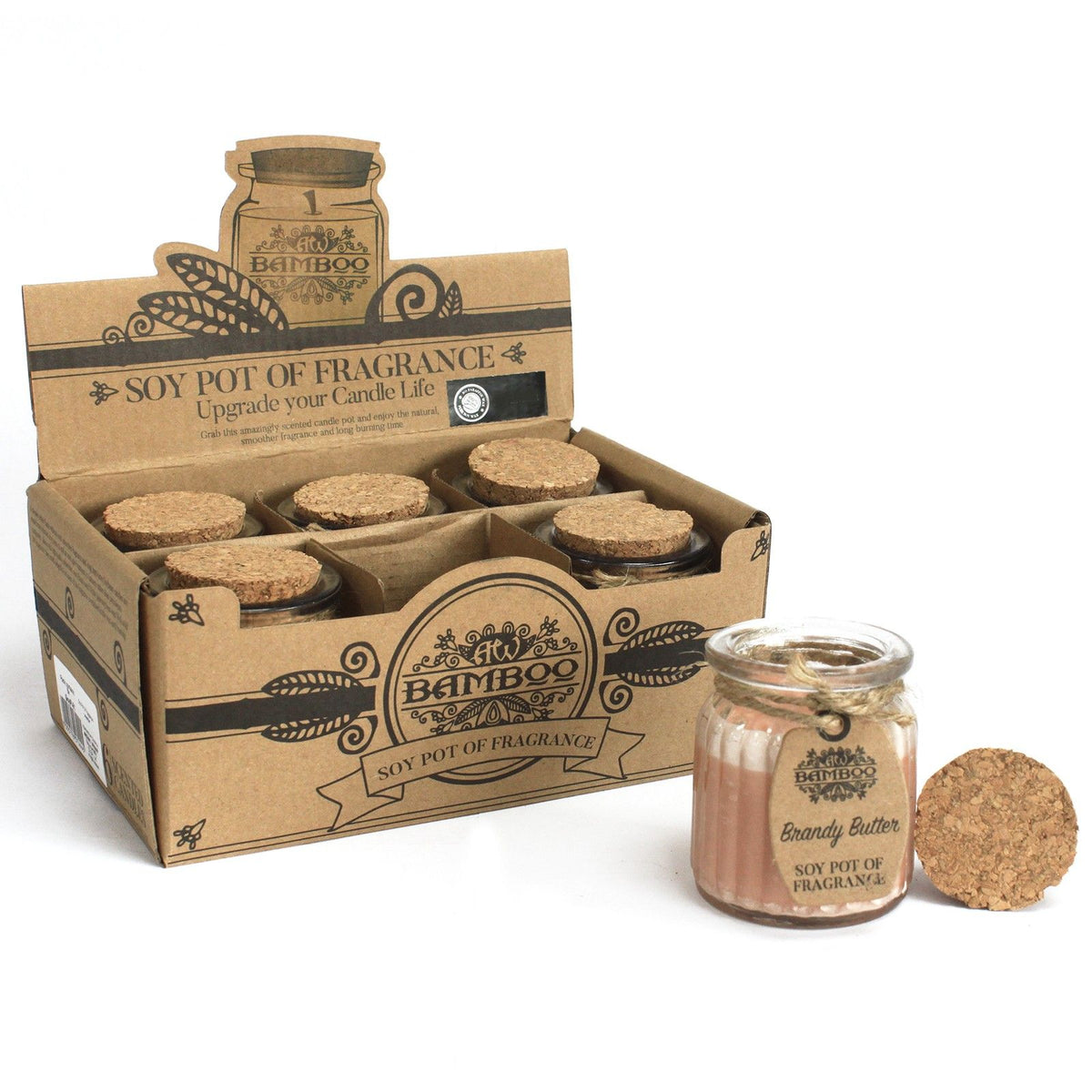 Brandy Butter Scented Soy Wax Pot Candle, showing the distinctive design – scented soy candle product image 1
