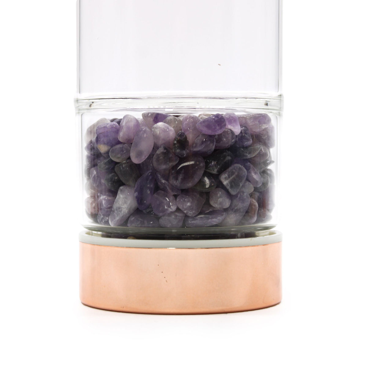 Crystal Glass Tea Infuser Bottle, Rose Gold - Amethyst, showing the distinctive design – glass tea infuser bottle product image 6