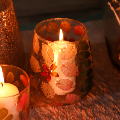 Primavera Botanical Recycled Glass Candle Holder – 12x11cm product image 8, showing the distinctive design and materials