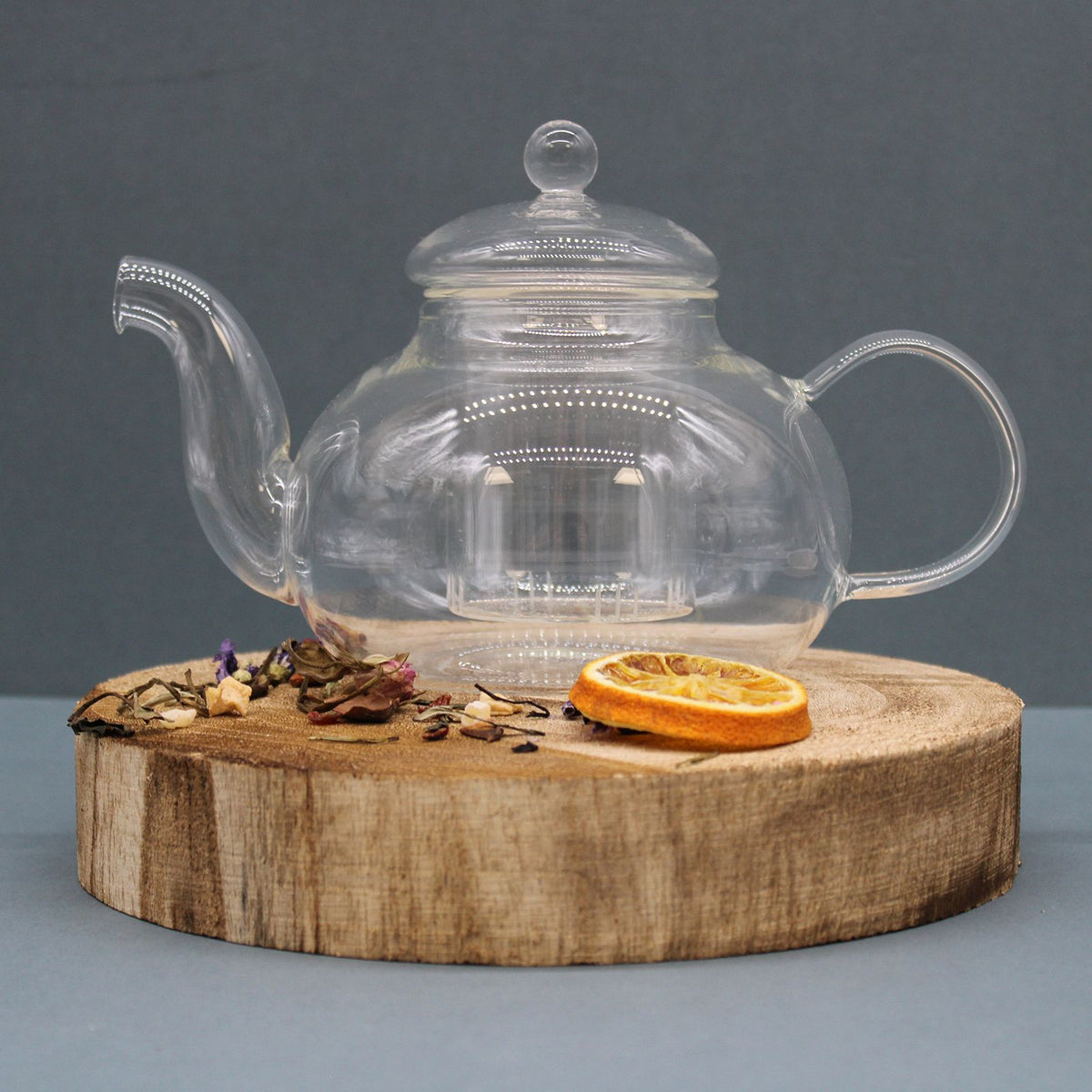 Glass Infuser Teapot, Round Pearl, 800ml, showing the distinctive design – glass infuser teapot product image 4