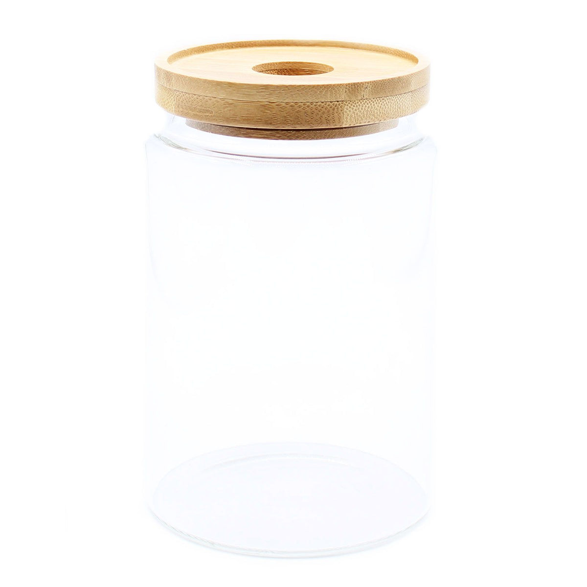 Glass Storage Jar with Bamboo Lid – 15cm product image 1, showing the distinctive design and materials