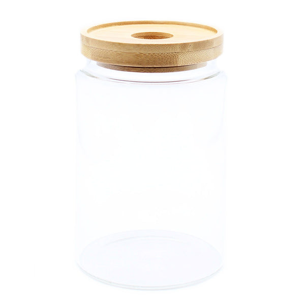 Glass Storage Jar with Bamboo Lid – 15cm product image 1, showing the distinctive design and materials