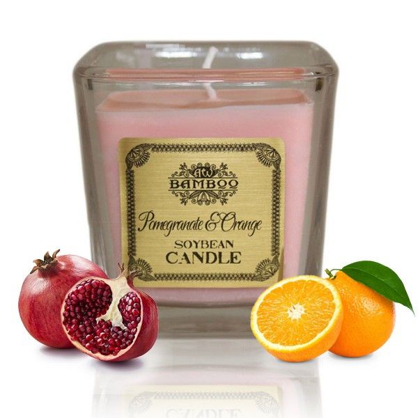 Soy Wax Jar Candle, Pomegranate and Orange, showing the distinctive design – soy wax candle product image 17