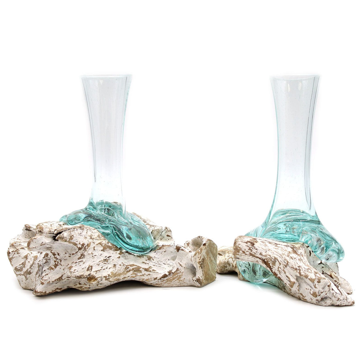Medium Molten Glass Vase on Whitewashed Wood product image 3, showing the distinctive design and materials
