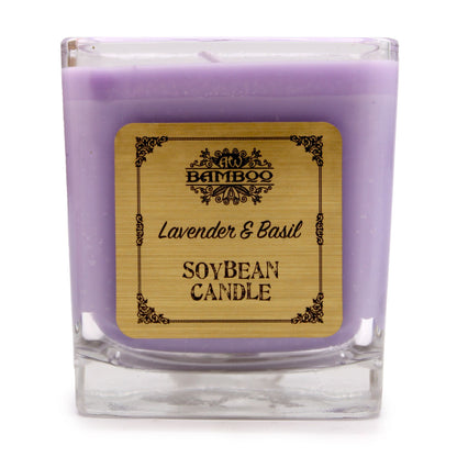 Soy Wax Jar Candle, Lavender and Basil, showing the distinctive design – soy wax candle product image 9