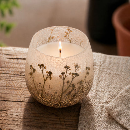Medium Decorative Glass Jar Candle – Wildlight Woods product image 5, showing the distinctive design and materials