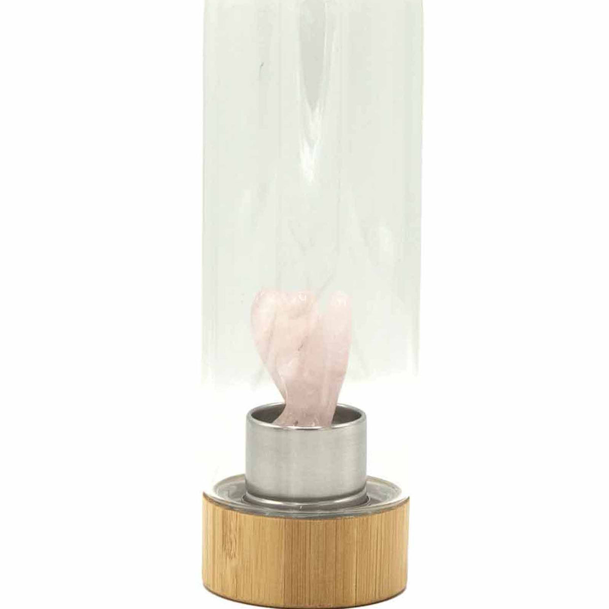 500 ml Crystal Infused Glass Water Bottle, Rejuvenating Rose Quartz - Angel, showing the distinctive design – crystal water bottle product image 2