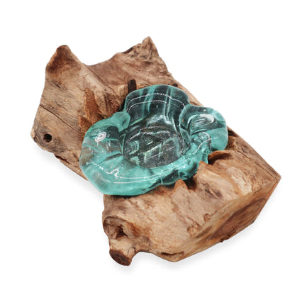 Molten Glass Single Candle Holder on Natural Wood Base, Handblown, showing the distinctive design – molten glass home decor product image 7