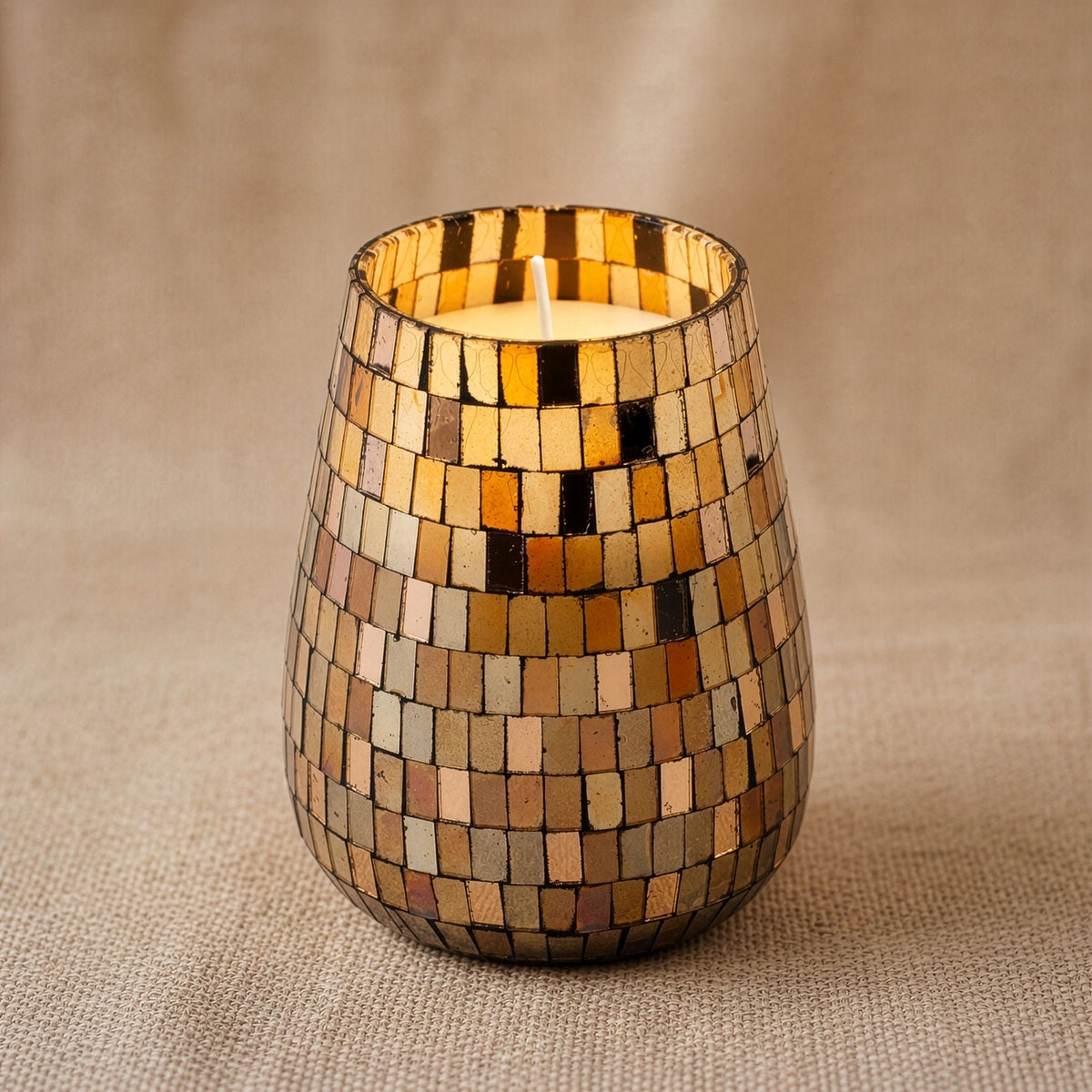 Tall Decorative Glass Jar Candle – Amber Mosaic product image 4, showing the distinctive design and materials
