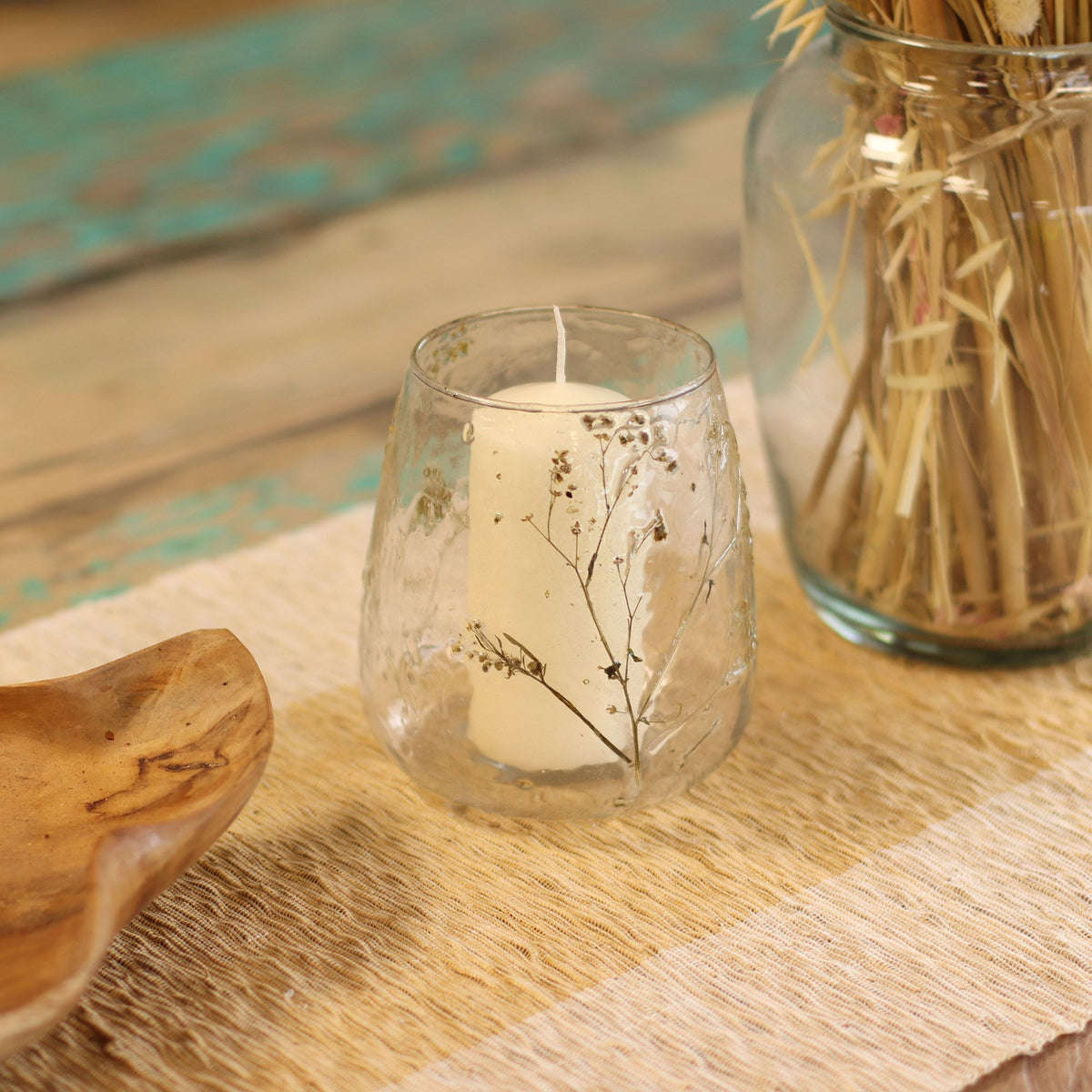 Margarita Botanical Recycled Glass Candle Holder – 12x11cm product image 7, showing the distinctive design and materials