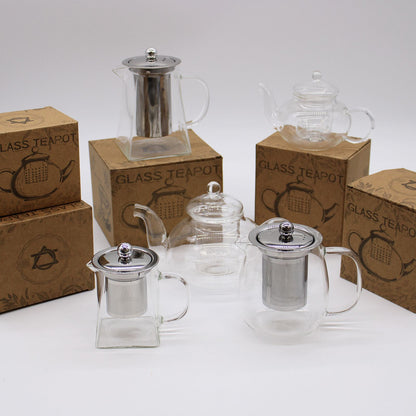 Glass Infuser Teapot, Round Pearl, 800ml, showing the distinctive design – glass infuser teapot product image 9