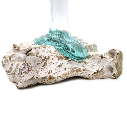 Medium Molten Glass Vase on Whitewashed Wood product image 2, showing the distinctive design and materials
