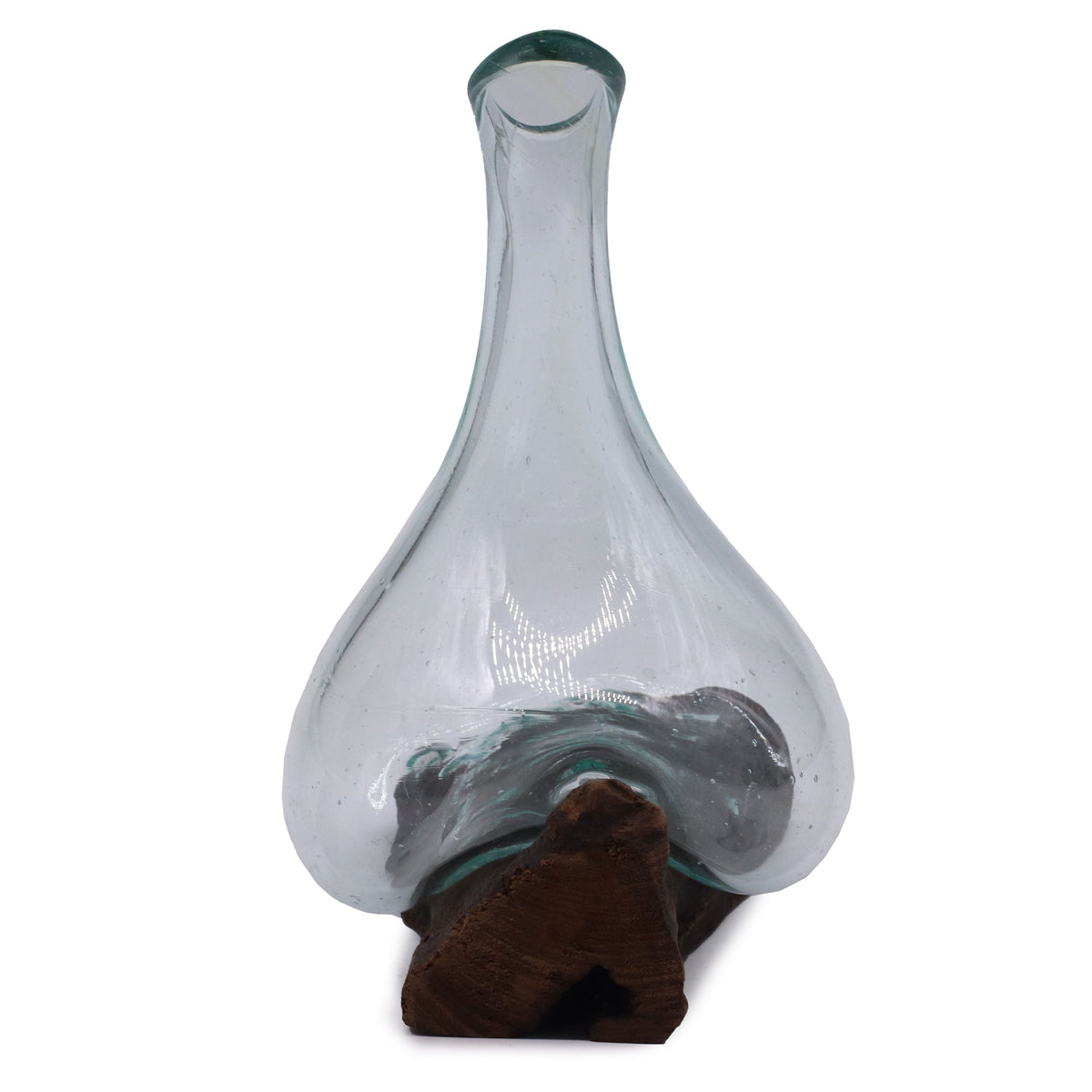 Molten Glass Mini Decanter on Wood 20cm, showing the distinctive design – molten glass home decor product image 5