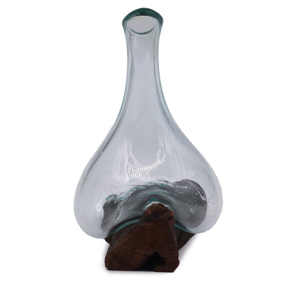 Molten Glass Mini Decanter on Wood 20cm, showing the distinctive design – molten glass home decor product image 5