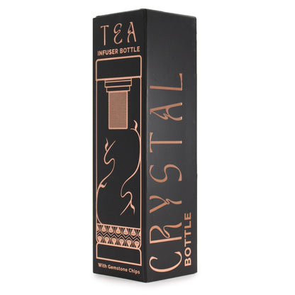 Crystal Glass Tea Infuser Bottle, Rose Gold - Red Jasper, showing the distinctive design – glass tea infuser bottle product image 2