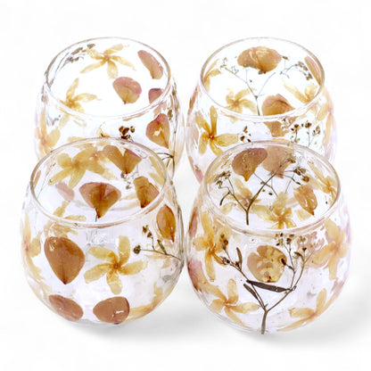 Natural Floral Recycled Glass Candle Holder, Rosa (8x8cm), showing the distinctive design – floral glass candle holder product image 7