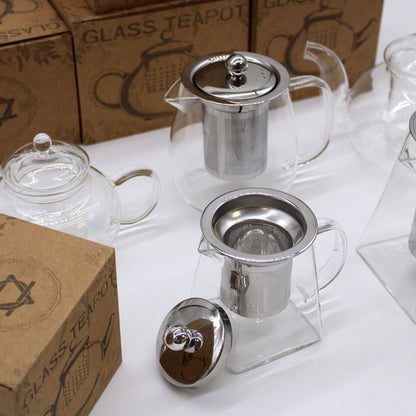 Glass Infuser Teapot, Round Pearl, 800ml, showing the distinctive design – glass infuser teapot product image 5
