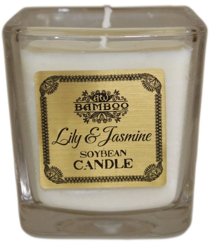 Soy Wax Jar Candle, Lily and Jasmine, showing the distinctive design – soy wax candle product image 20