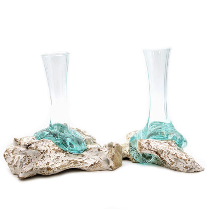 Medium Molten Glass Vase on Whitewashed Wood product image 1, showing the distinctive design and materials
