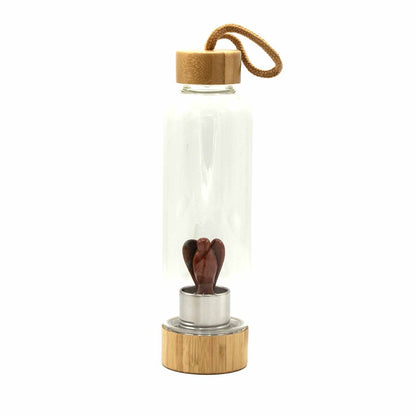 500 ml Crystal Infused Glass Water Bottle, Invigorating Red Jasper - Angel, showing the distinctive design – crystal water bottle product image 3