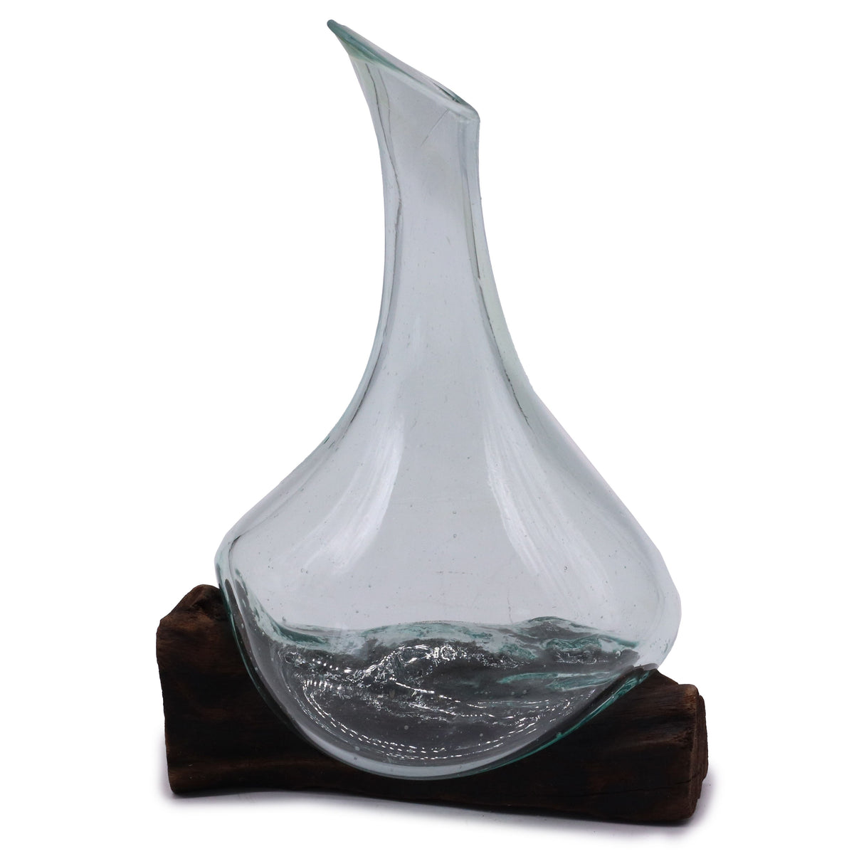 Molten Glass Mini Decanter on Wood 20cm, showing the distinctive design – molten glass home decor product image 6