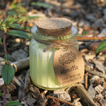 Vanilla Scented Soy Wax Pot Candle, showing the distinctive design – scented soy candle product image 2