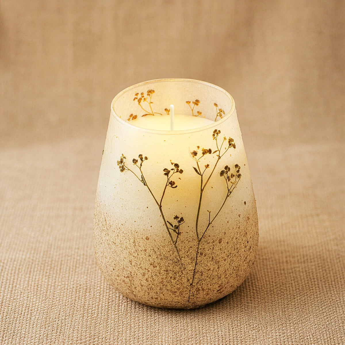 Tall Decorative Glass Jar Candle – Wildlight Woods product image 4, showing the distinctive design and materials