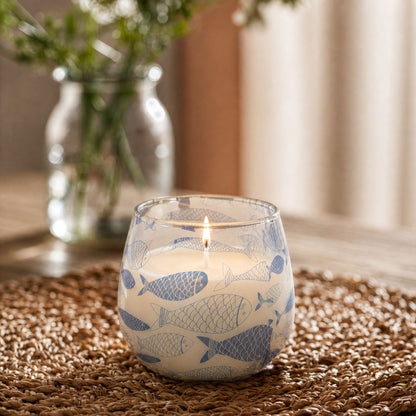 Small Decorative Glass Jar Candle – Seabreeze product image 4, showing the distinctive design and materials