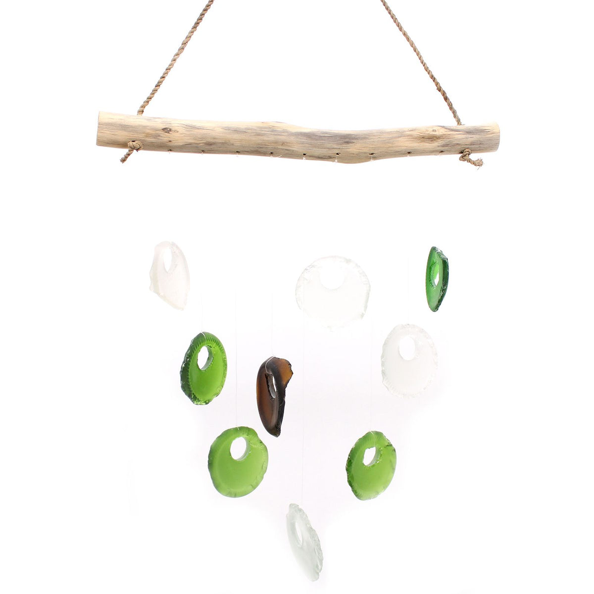 Recycled Bottle Glass Wind Chime, Assorted Outdoor Garden, showing the distinctive design – recycled glass wind chime product image 1
