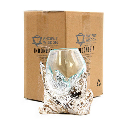 Medium Molten Glass Decorative Bowl on Whitewashed Wood product image 2, showing the distinctive design and materials