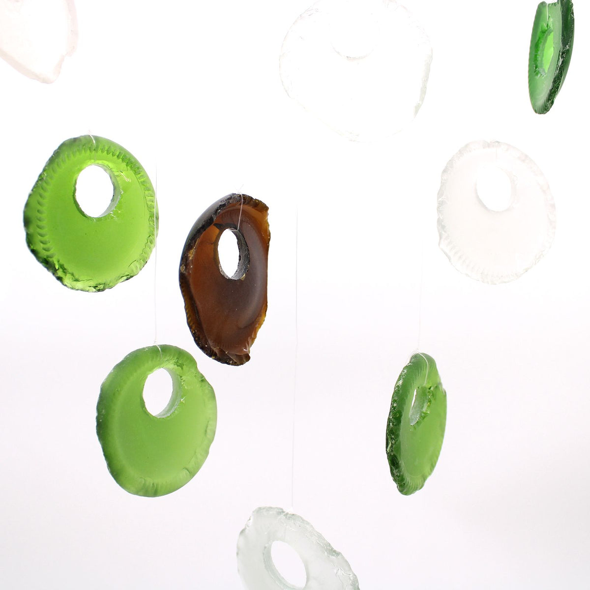 Recycled Bottle Glass Wind Chime, Assorted Outdoor Garden, showing the distinctive design – recycled glass wind chime product image 4