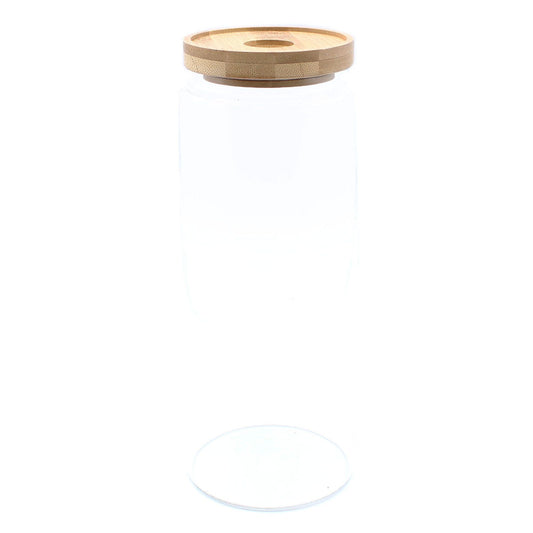 Glass Storage Jar with Bamboo Lid – 25cm product image 1, showing the distinctive design and materials