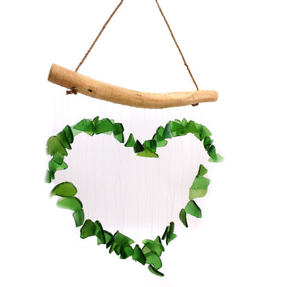 Green Love Recycled Glass Wind Chime, showing the distinctive design – recycled glass wind chime product image 2
