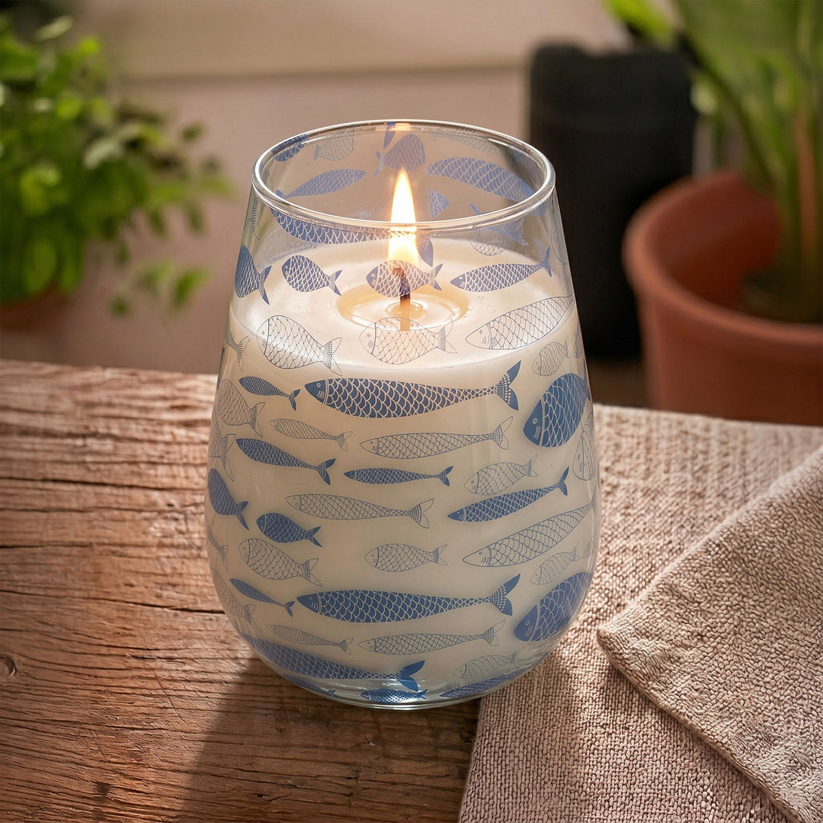 Tall Decorative Glass Jar Candle – Seabreeze product image 1, showing the distinctive design and materials