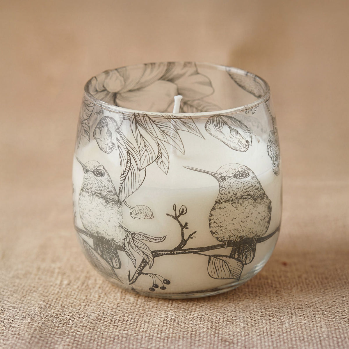 Medium Decorative Glass Jar Candle – Drawn by Flame product image 3, showing the distinctive design and materials