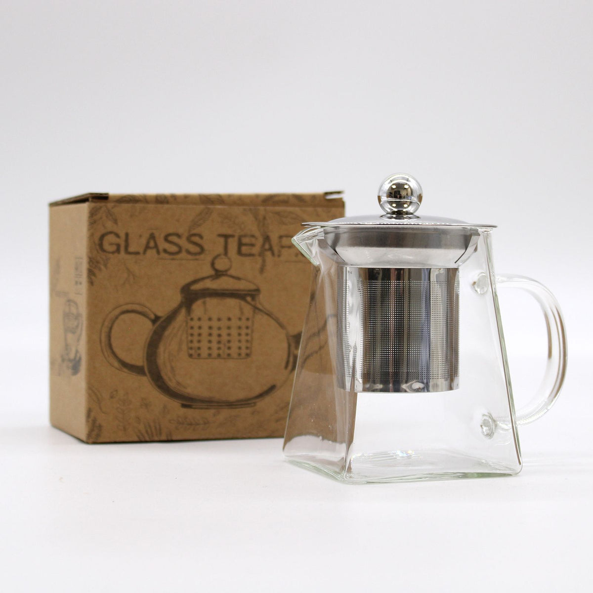 Glass Infuser Teapot, Tower Shape, 350ml, showing the distinctive design – glass infuser teapot product image 7