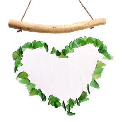 Green Love Recycled Glass Wind Chime, showing the distinctive design – recycled glass wind chime product image 5