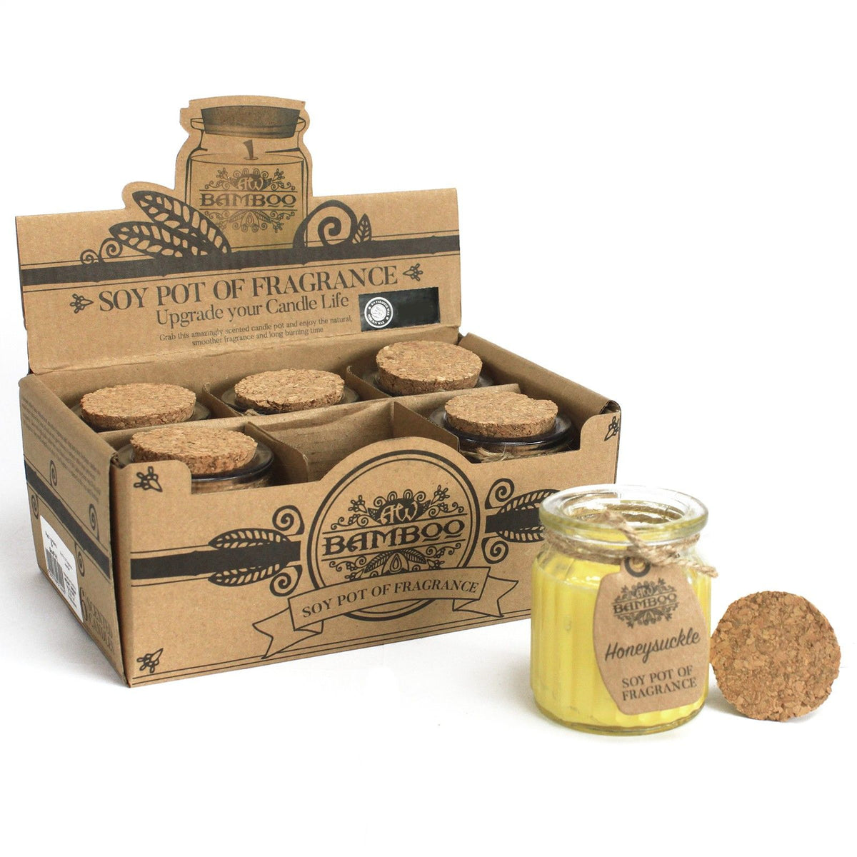 Honeysuckle Scented Soy Wax Pot Candle, showing the distinctive design – scented soy candle product image 4
