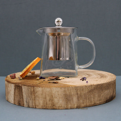 Glass Infuser Teapot, Tower Shape, 350ml, showing the distinctive design – glass infuser teapot product image 4