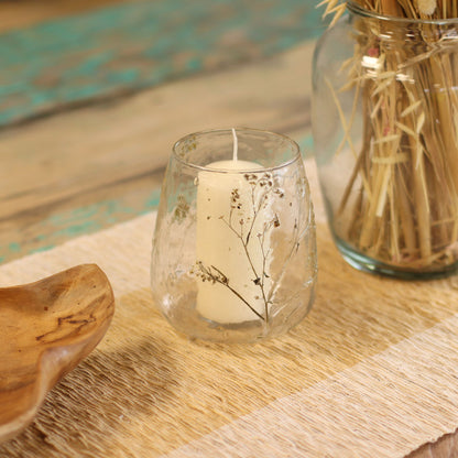 Margarita Botanical Recycled Glass Candle Holder – 12x11cm product image 5, showing the distinctive design and materials