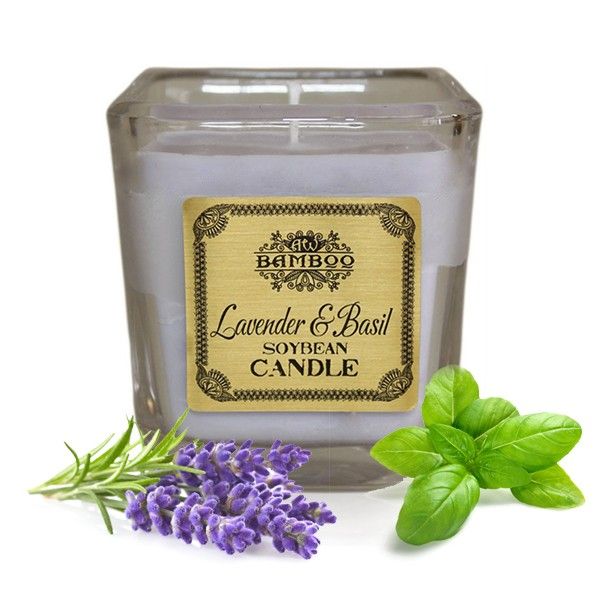 Soy Wax Jar Candle, Lavender and Basil, showing the distinctive design – soy wax candle product image 15