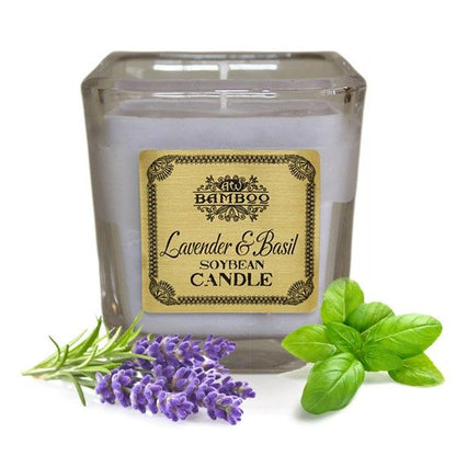 Soy Wax Jar Candle, Lavender and Basil, showing the distinctive design – soy wax candle product image 15